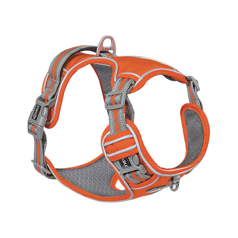 KFX-5090365 Explosion-Proof Nylon Pet Chest and Back Harness with Shock Absorption and Night Vision Reflective Features
