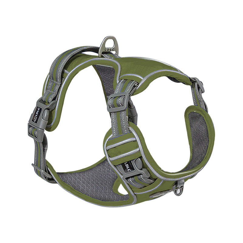 KFX-5090365 Explosion-Proof Nylon Pet Chest and Back Harness with Shock Absorption and Night Vision Reflective Features