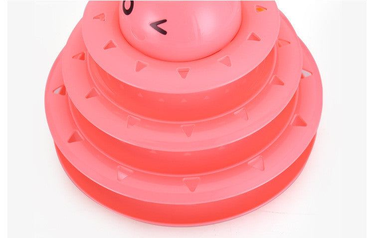KFX-5090621 Three-Layer Round Cat Toy with Sounds - Durable PP Material
