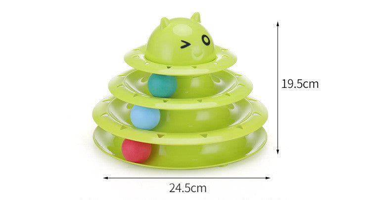 KFX-5090621 Three-Layer Round Cat Toy with Sounds - Durable PP Material