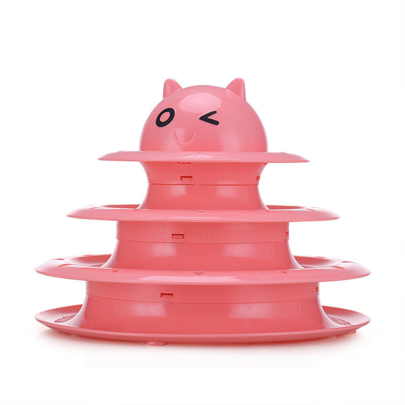 KFX-5090621 Three-Layer Round Cat Toy with Sounds - Durable PP Material