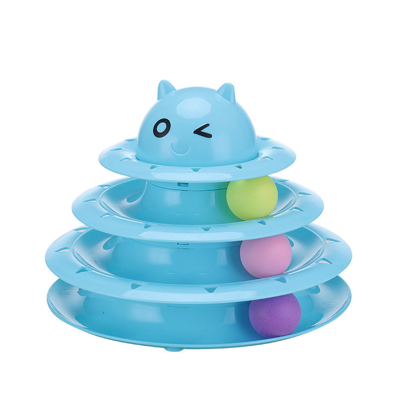KFX-5090621 Three-Layer Round Cat Toy with Sounds - Durable PP Material