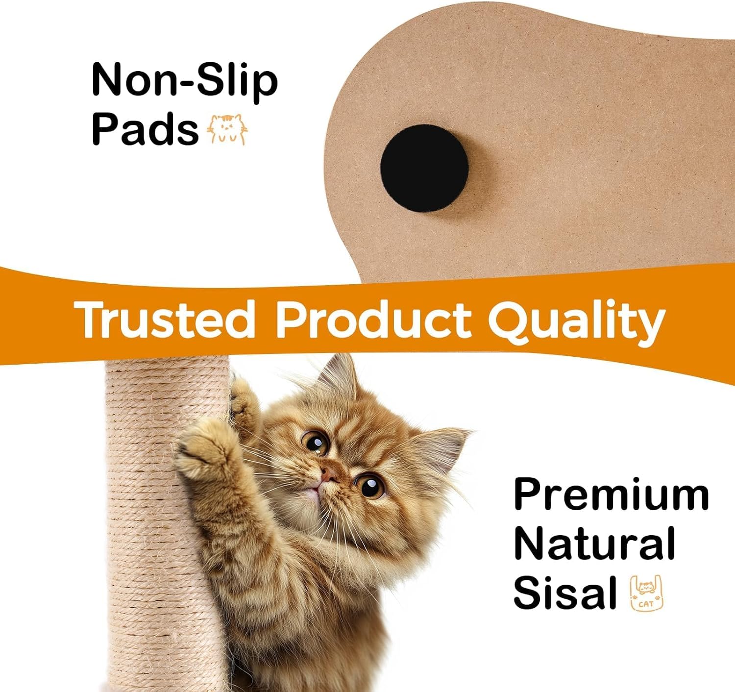 KFX-5094205 Multi-Functional Cat Scratching Post with Cozy Bed, Sisal Scratcher, and Interactive Ball Track for Indoor Cats