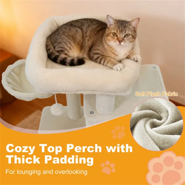 KFX-5095229 Multi-Level Beige Cat Tree with Condo, Sisal Scratching Posts, and Anti-Toppling Device