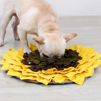 KFX-5097405 Sunflower Sniffing Pad for Dogs - Anti-Mite Puzzle Feeding Mat with Soft Fleece and Non-Slip Base, 48x48cm
