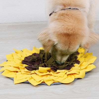 KFX-5097405 Sunflower Sniffing Pad for Dogs - Anti-Mite Puzzle Feeding Mat with Soft Fleece and Non-Slip Base, 48x48cm