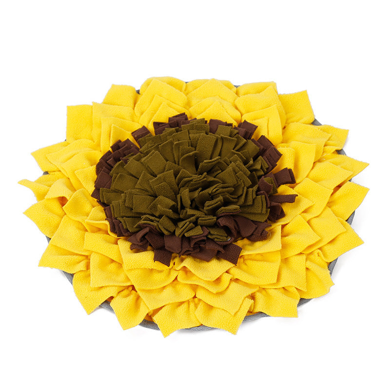KFX-5097405 Sunflower Sniffing Pad for Dogs - Anti-Mite Puzzle Feeding Mat with Soft Fleece and Non-Slip Base, 48x48cm