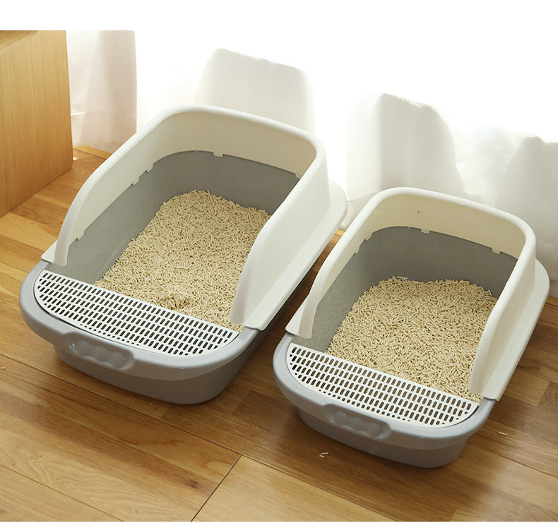 KFX-5099197 Semi-Enclosed Cat Litter Basin for Kittens and Adult Cats - Compatible with Various Cat Litters