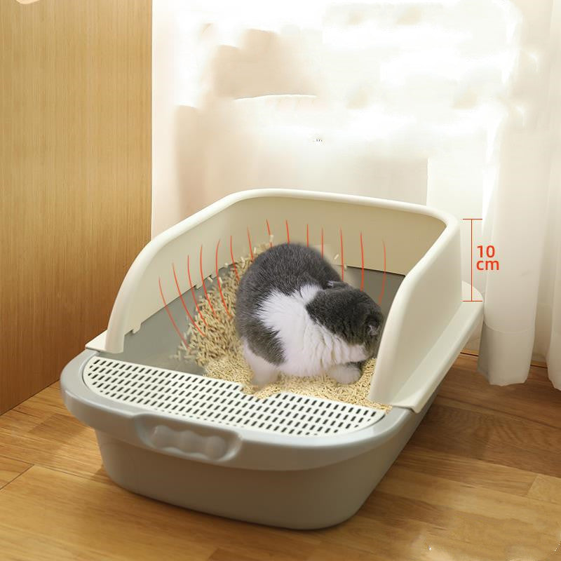 KFX-5099197 Semi-Enclosed Cat Litter Basin for Kittens and Adult Cats - Compatible with Various Cat Litters
