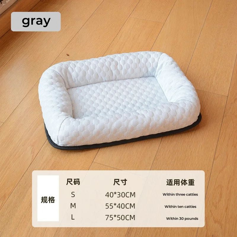 KFX-5099581 Cooling Cat Bed Cushion for Dogs and Puppies - Breathable Square Sleep Mat in Green