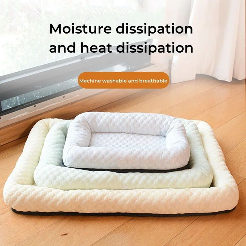 KFX-5099581 Cooling Cat Bed Cushion for Dogs and Puppies - Breathable Square Sleep Mat in Green