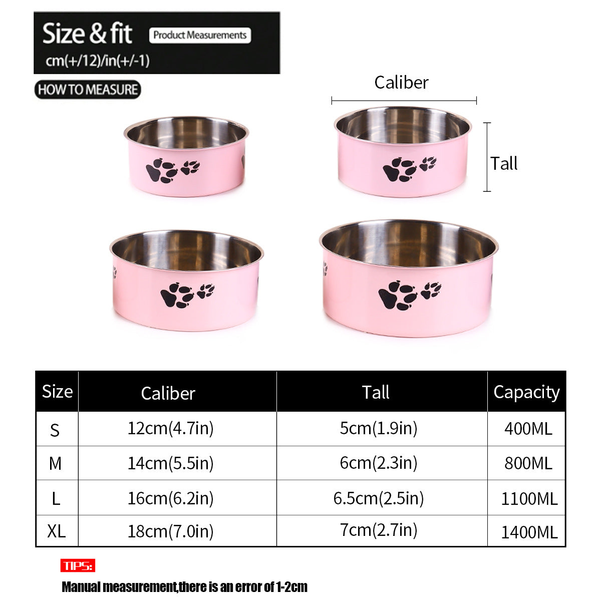 KFX-5101501 Large Capacity Stainless Steel Dog Bowl - Anti-Tumble Design for Cats