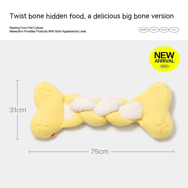 KFX-5102141 Twist Bone Plush Dog Toy - Bite-Resistant and Scented, Available in Small and Plus Size