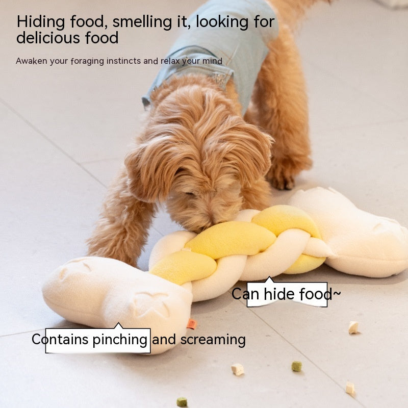 KFX-5102141 Twist Bone Plush Dog Toy - Bite-Resistant and Scented, Available in Small and Plus Size