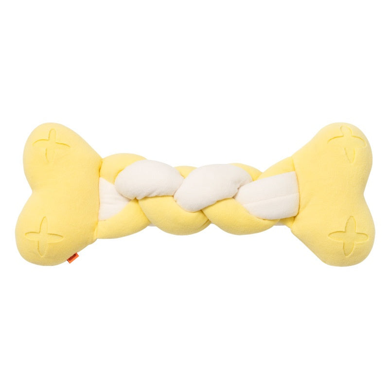KFX-5102141 Twist Bone Plush Dog Toy - Bite-Resistant and Scented, Available in Small and Plus Size