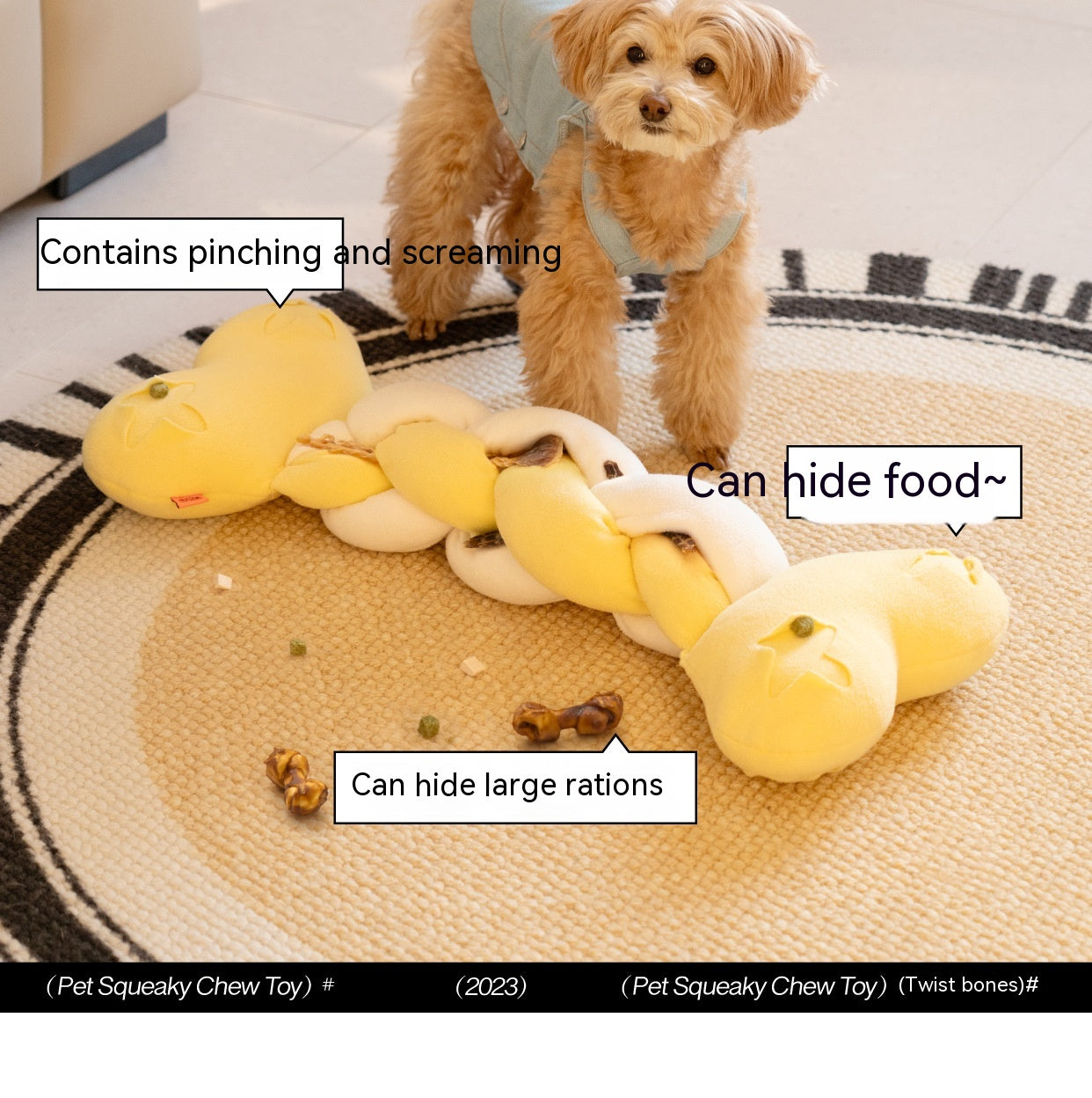 KFX-5102141 Twist Bone Plush Dog Toy - Bite-Resistant and Scented, Available in Small and Plus Size