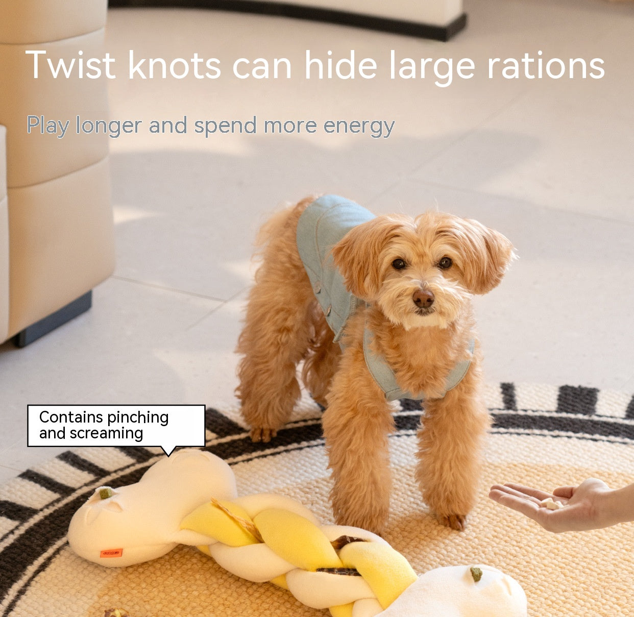KFX-5102141 Twist Bone Plush Dog Toy - Bite-Resistant and Scented, Available in Small and Plus Size