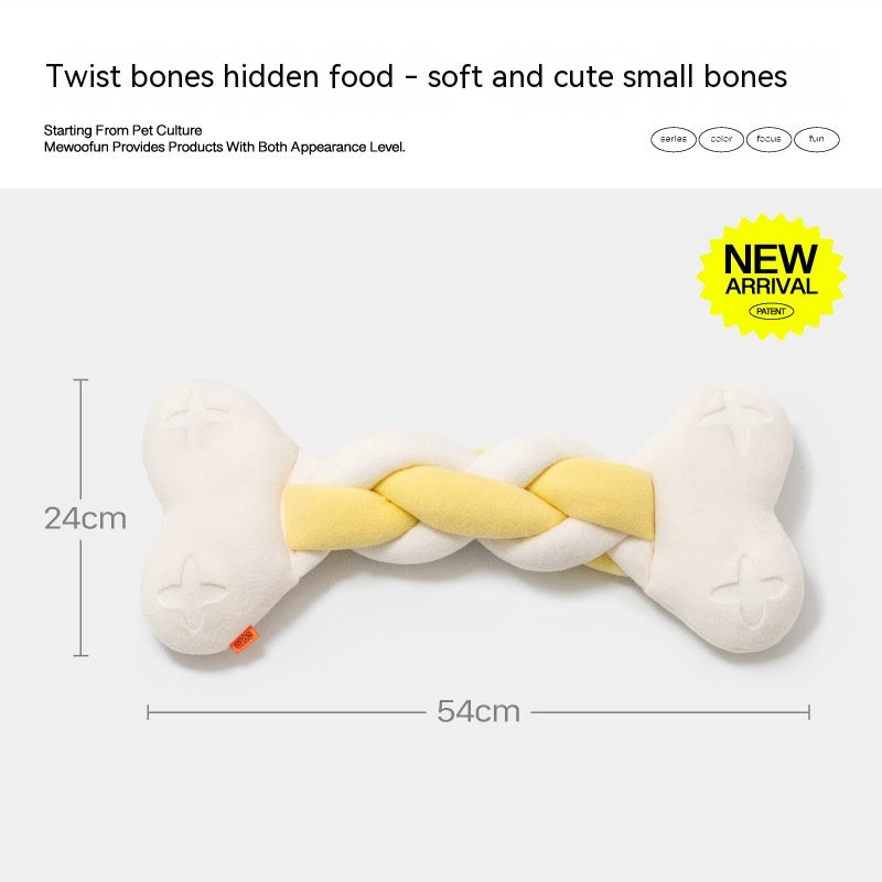 KFX-5102141 Twist Bone Plush Dog Toy - Bite-Resistant and Scented, Available in Small and Plus Size