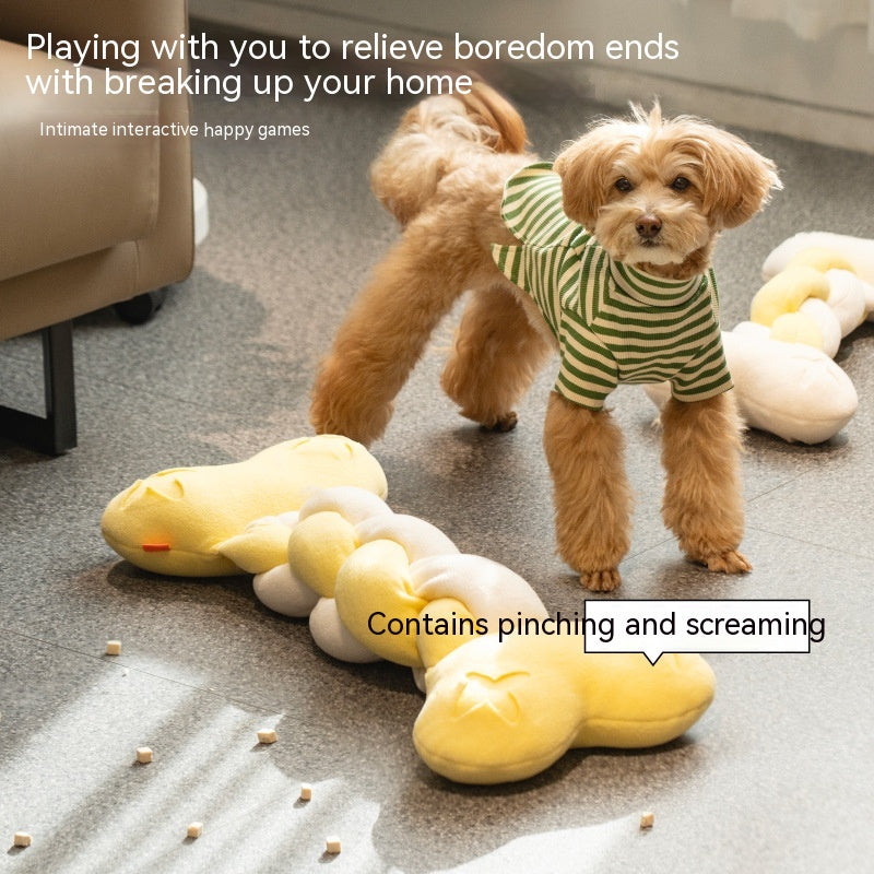 KFX-5102141 Twist Bone Plush Dog Toy - Bite-Resistant and Scented, Available in Small and Plus Size