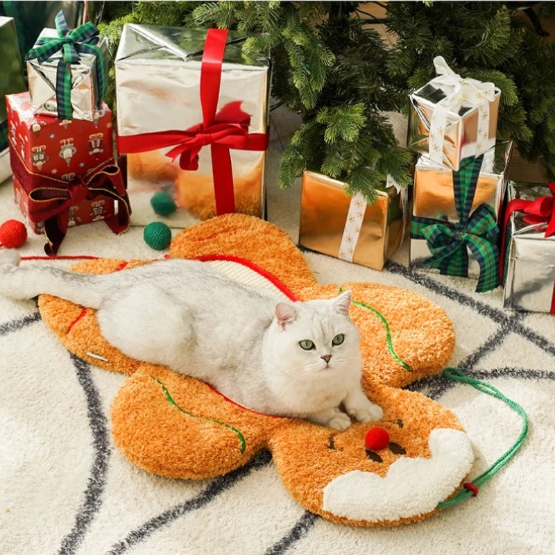 KFX-5103165 Gingerbread Man Pet Mat - Warm Acrylic Fiber Cushion for Dogs and Cats, 55x73cm