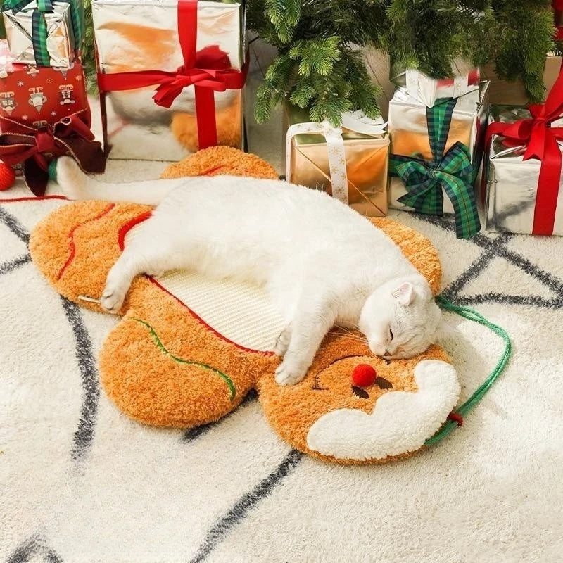 KFX-5103165 Gingerbread Man Pet Mat - Warm Acrylic Fiber Cushion for Dogs and Cats, 55x73cm