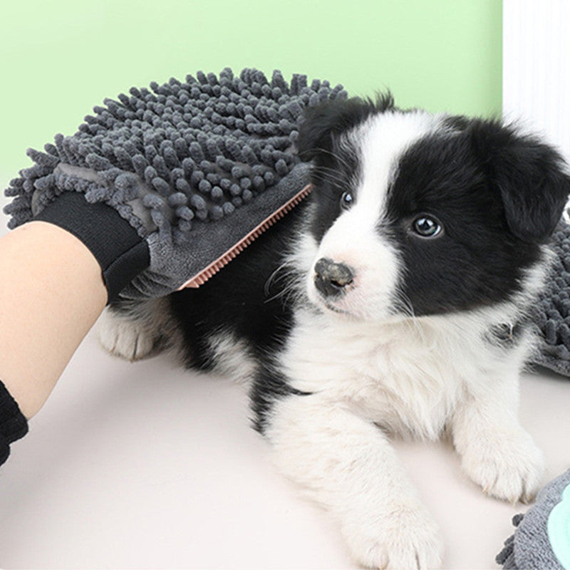 KFX-5104573 2-in-1 Pet Grooming Glove with Silicone Brush for Bathing and Massaging Pets