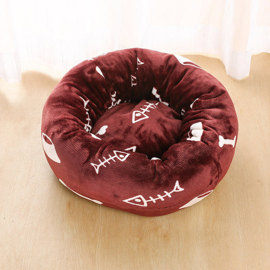 KFX-5105341 Plush Round Pet Nest Mat with Blanket in Various Colors and Sizes