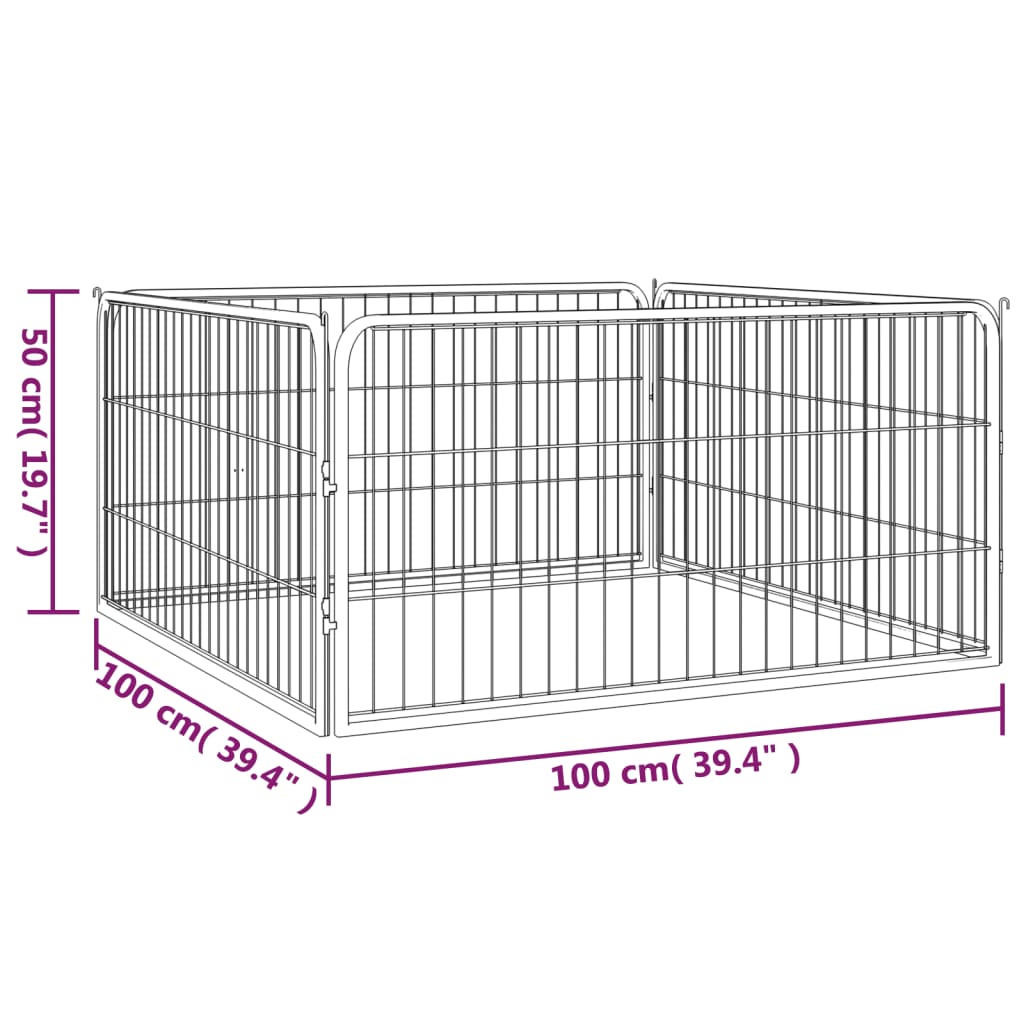 KFX-5106365 4-Piece Powder-Coated Steel Dog Playpen - Easy Assembly, Spacious Design