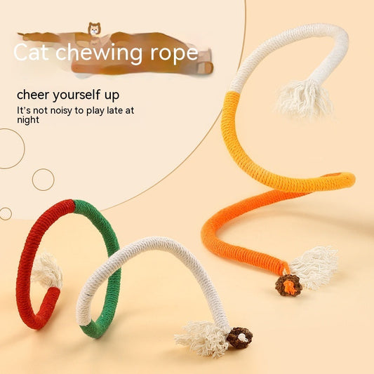 KFX-5107901 Cat Bite Rope Toy – Cotton Thread Pet Teaser Stick in Vibrant Colors