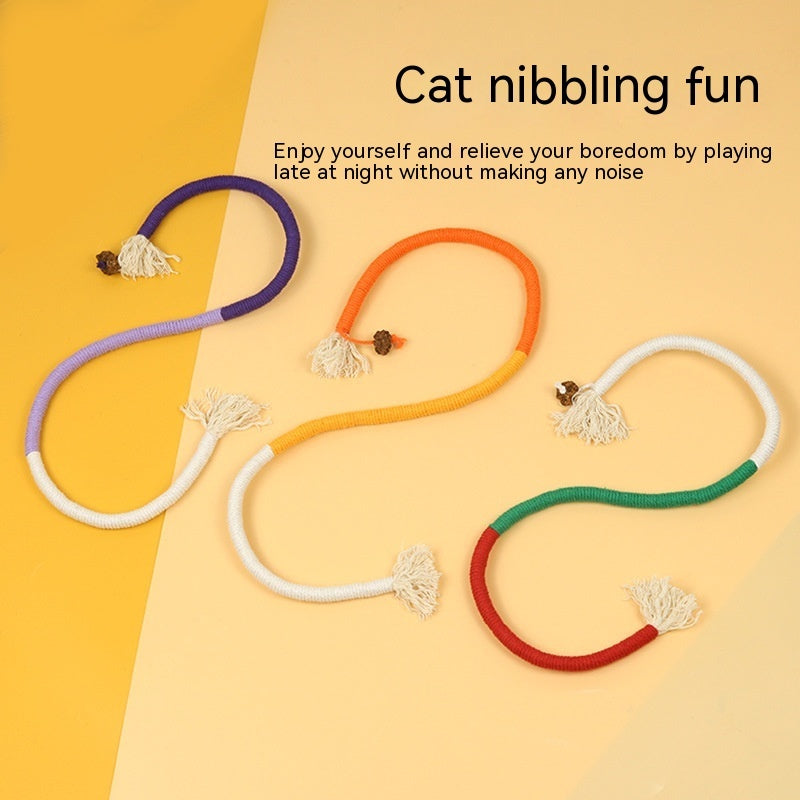 KFX-5107901 Cat Bite Rope Toy – Cotton Thread Pet Teaser Stick in Vibrant Colors