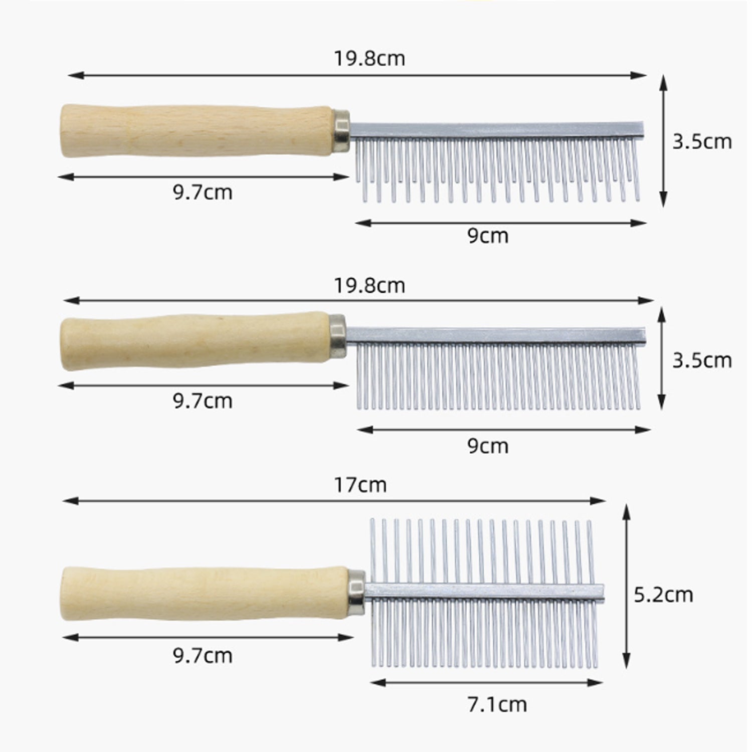 KFX-5108541 Wooden Handle Grooming Comb for Dogs and Cats - Gentle Pet Hair Brush with Round Combing Needles
