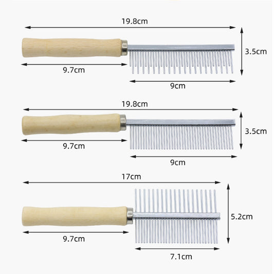 KFX-5108541 Wooden Handle Grooming Comb for Dogs and Cats - Gentle Pet Hair Brush with Round Combing Needles