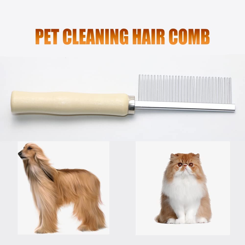 KFX-5108541 Wooden Handle Grooming Comb for Dogs and Cats - Gentle Pet Hair Brush with Round Combing Needles