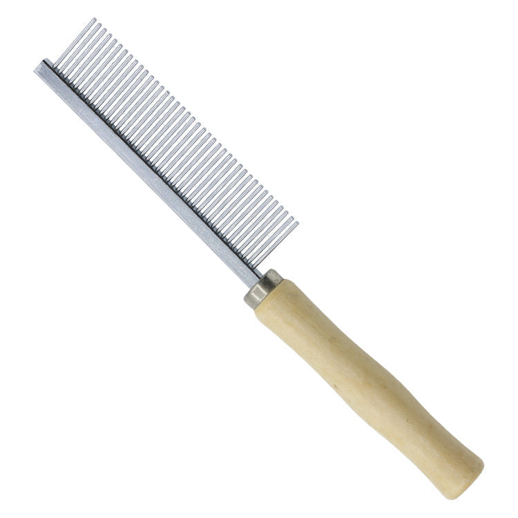 KFX-5108541 Wooden Handle Grooming Comb for Dogs and Cats - Gentle Pet Hair Brush with Round Combing Needles