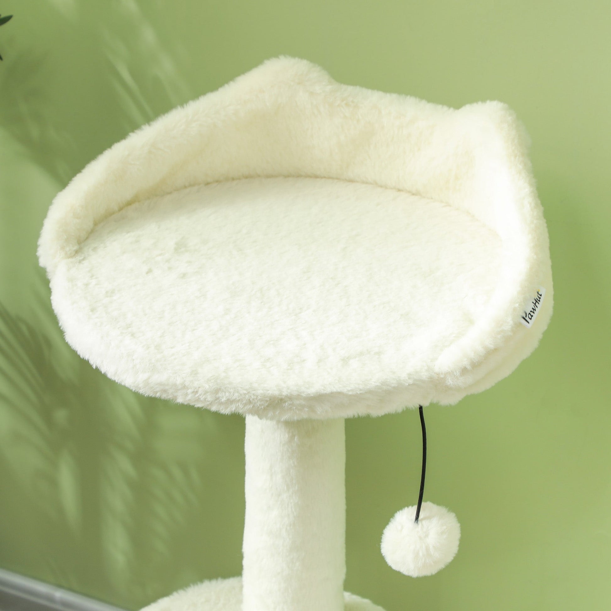 KFX-5110333 31" Cream White Cat Tree Tower with Scratching Posts, Two Cozy Beds, and Toy Ball for 1-2 Cats Up to 11 lbs
