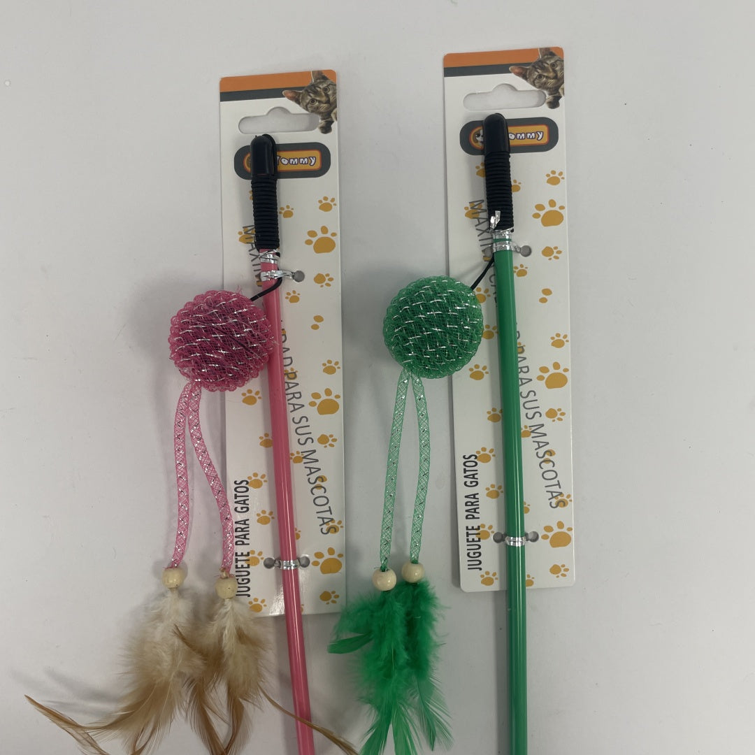 KFX-5111869 Feathered Cat Teaser with Small Ball for Interactive Play