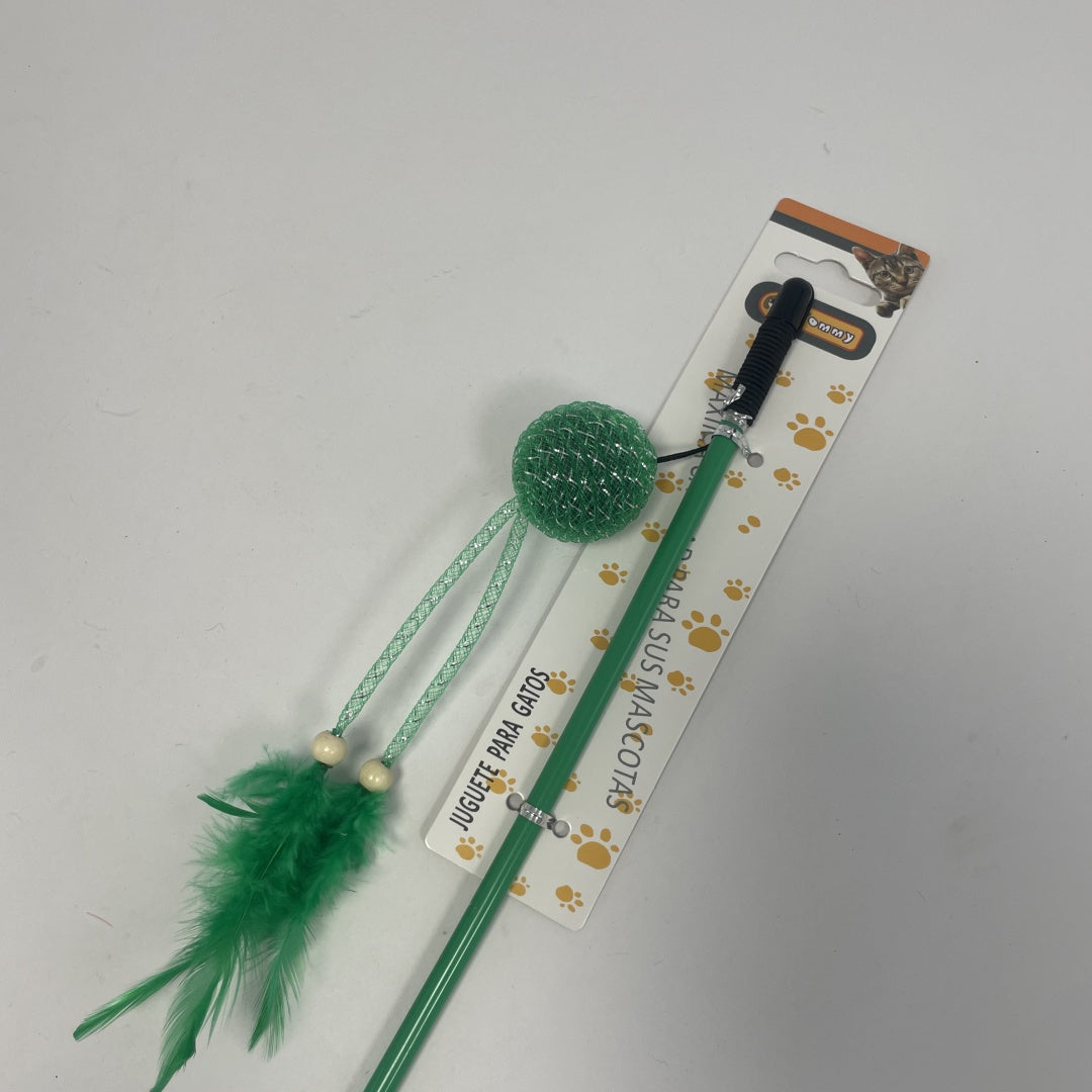 KFX-5111869 Feathered Cat Teaser with Small Ball for Interactive Play