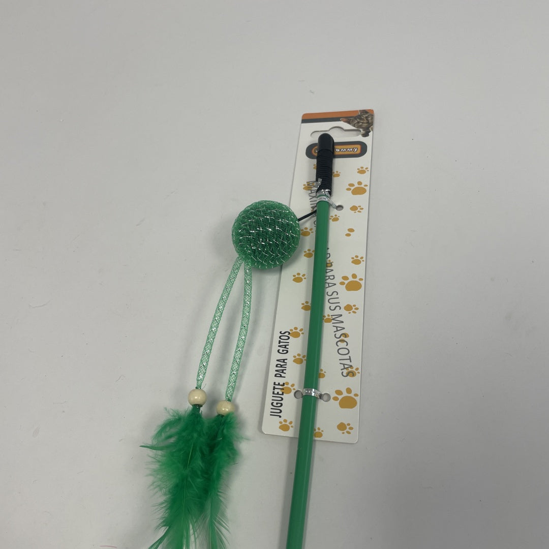 KFX-5111869 Feathered Cat Teaser with Small Ball for Interactive Play