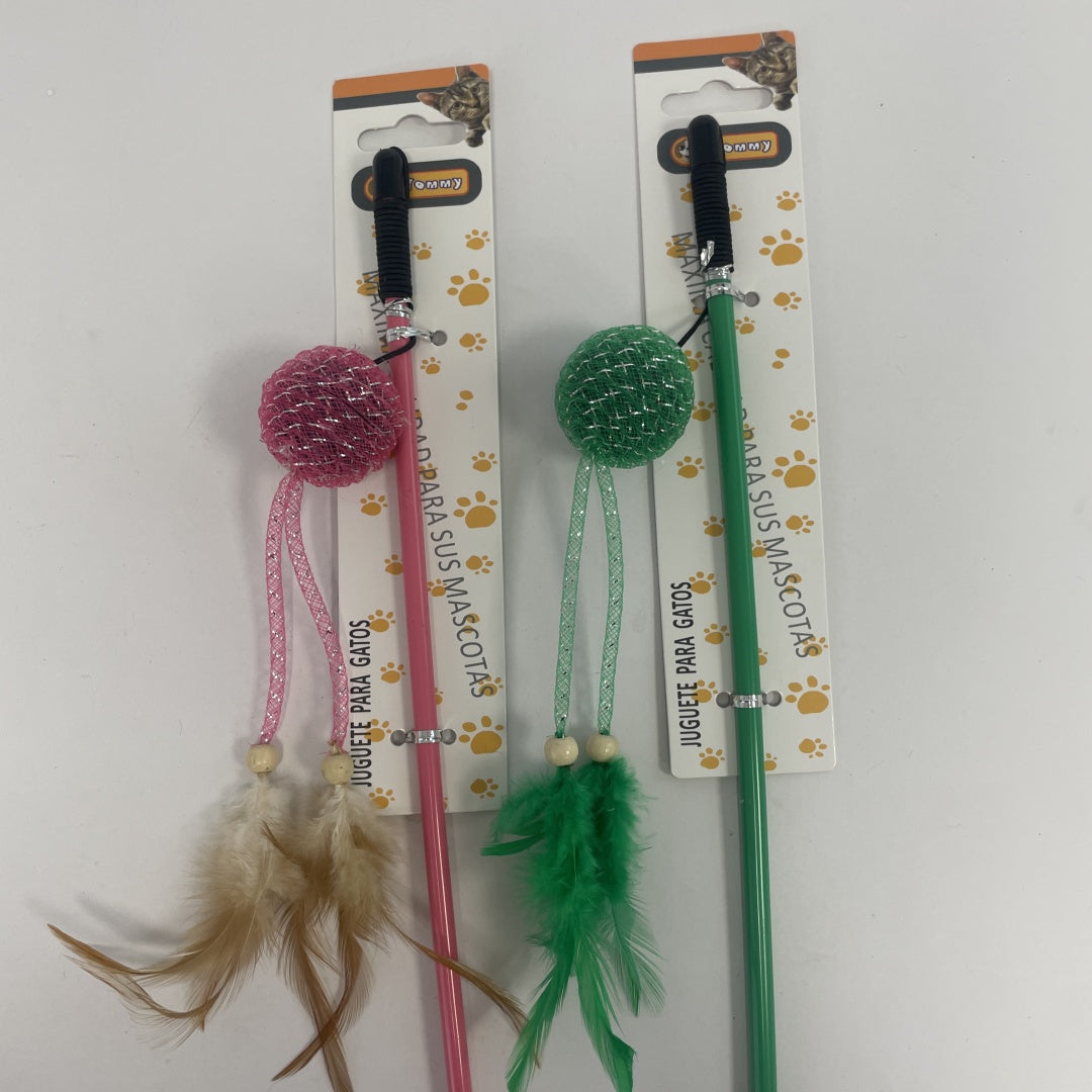 KFX-5111869 Feathered Cat Teaser with Small Ball for Interactive Play
