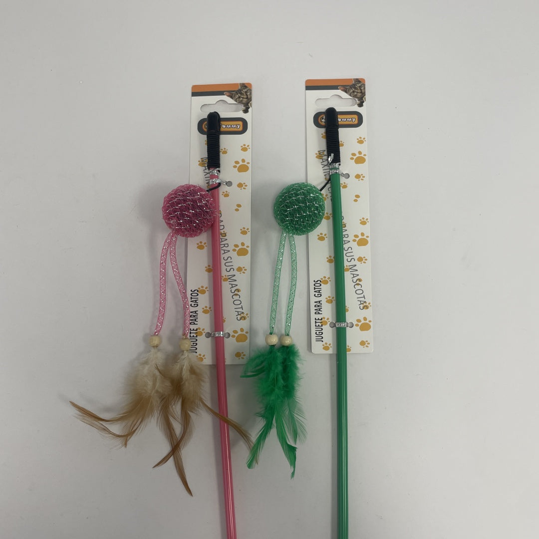 KFX-5111869 Feathered Cat Teaser with Small Ball for Interactive Play