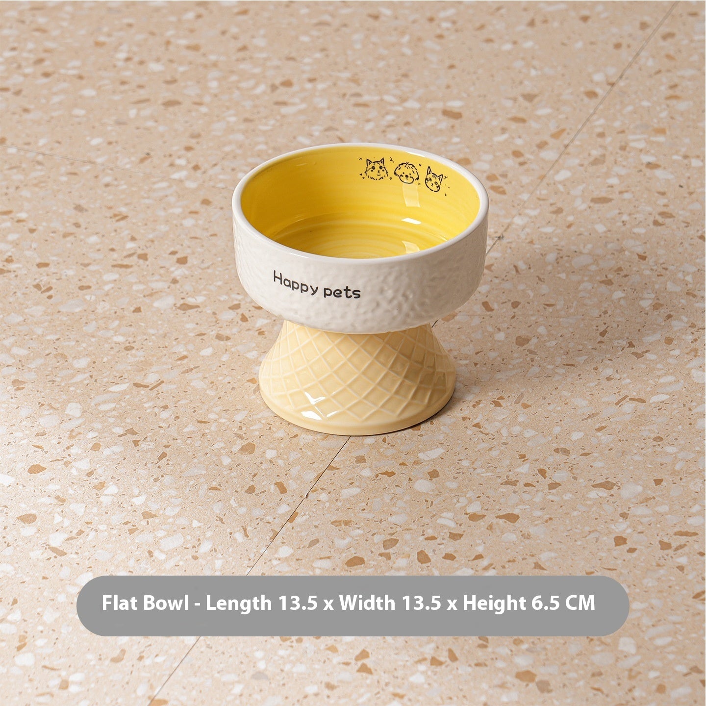 KFX-5112893 Hand-Painted Ceramic Cat Bowl with High Foot for Stable Eating and Drinking - Multiple Color Options