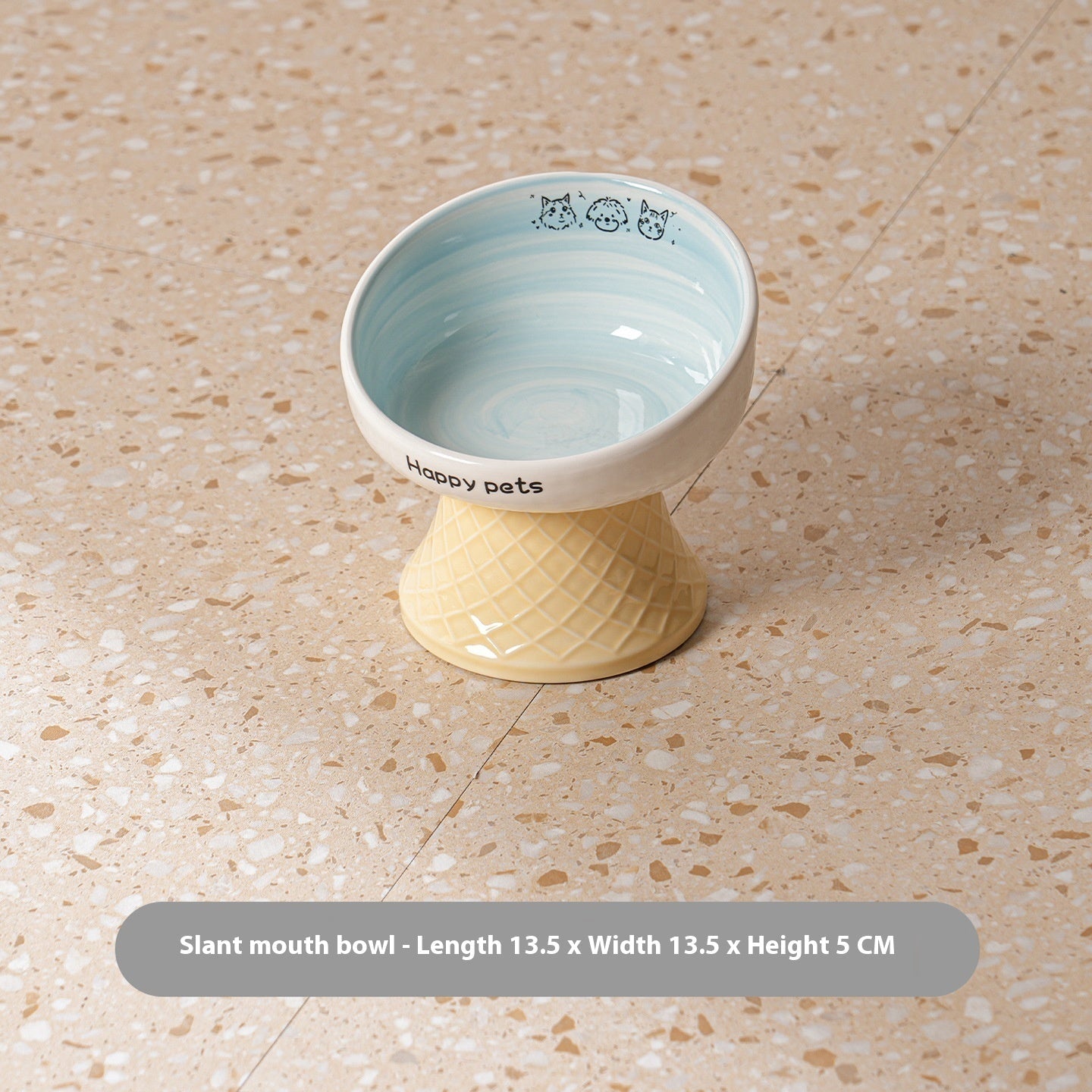 KFX-5112893 Hand-Painted Ceramic Cat Bowl with High Foot for Stable Eating and Drinking - Multiple Color Options