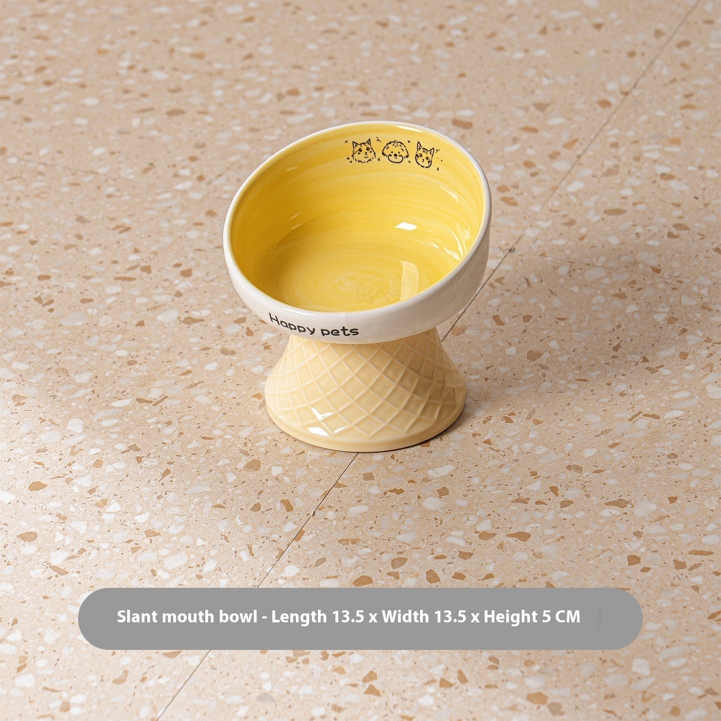KFX-5112893 Hand-Painted Ceramic Cat Bowl with High Foot for Stable Eating and Drinking - Multiple Color Options