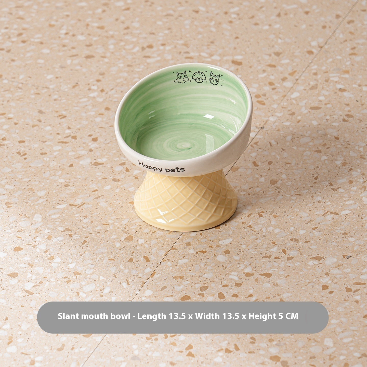 KFX-5112893 Hand-Painted Ceramic Cat Bowl with High Foot for Stable Eating and Drinking - Multiple Color Options