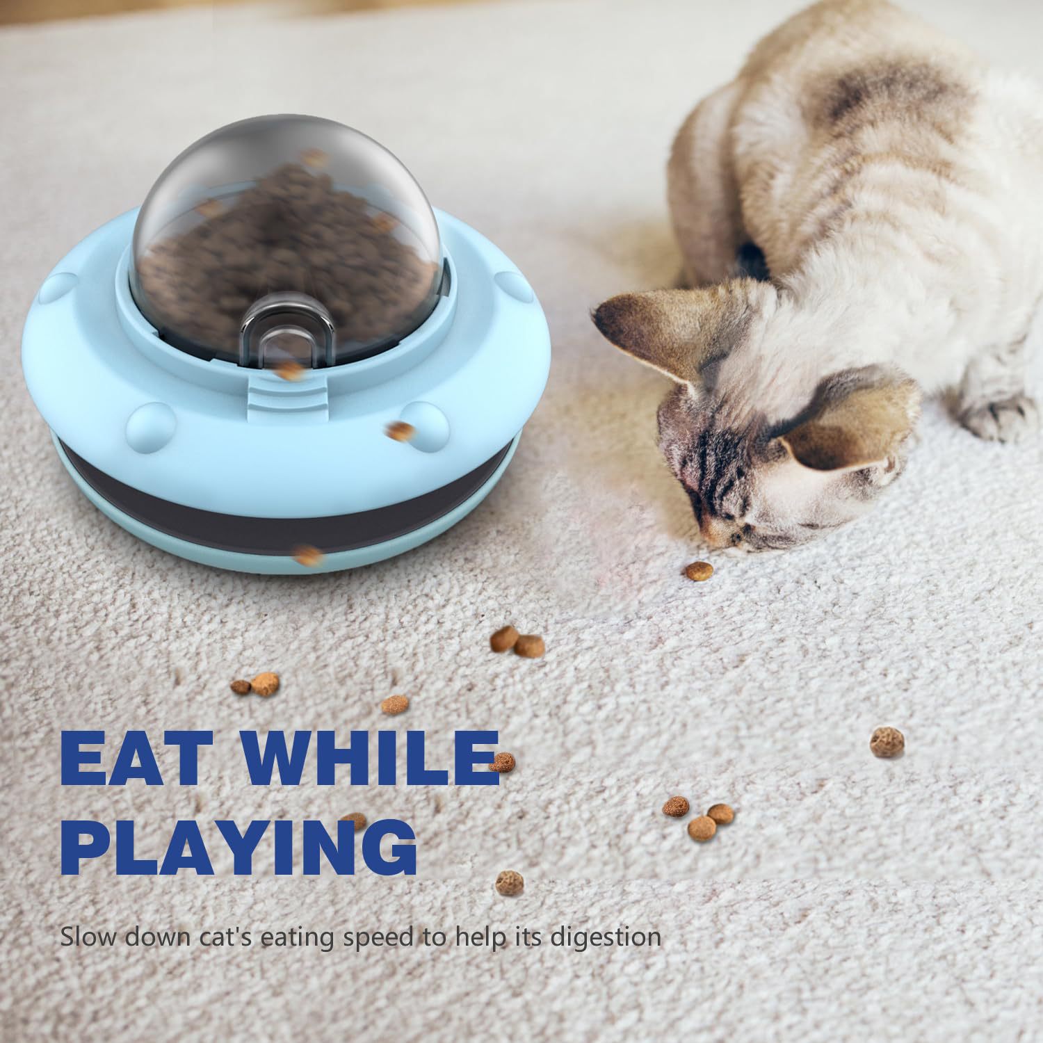 KFX-5113021 Smart Interactive Puzzle Feeder for Dogs and Cats in Tropical Orange and Alice Blue