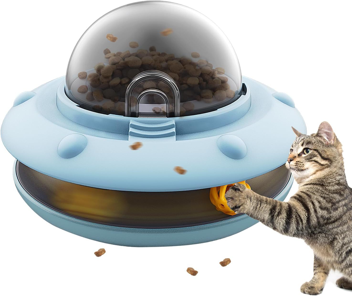 KFX-5113021 Smart Interactive Puzzle Feeder for Dogs and Cats in Tropical Orange and Alice Blue