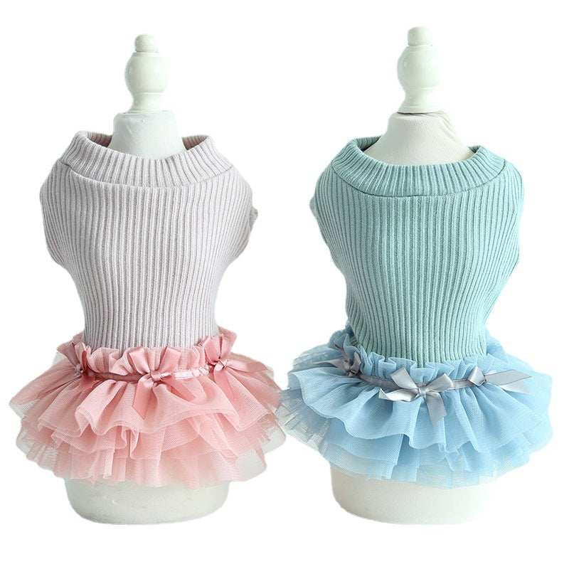 KFX-5117373 Casual Powder Blue Wool Bottoming Skirt for Pets - Comfortable and Versatile