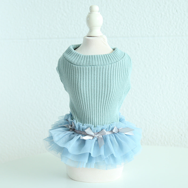 KFX-5117373 Casual Powder Blue Wool Bottoming Skirt for Pets - Comfortable and Versatile