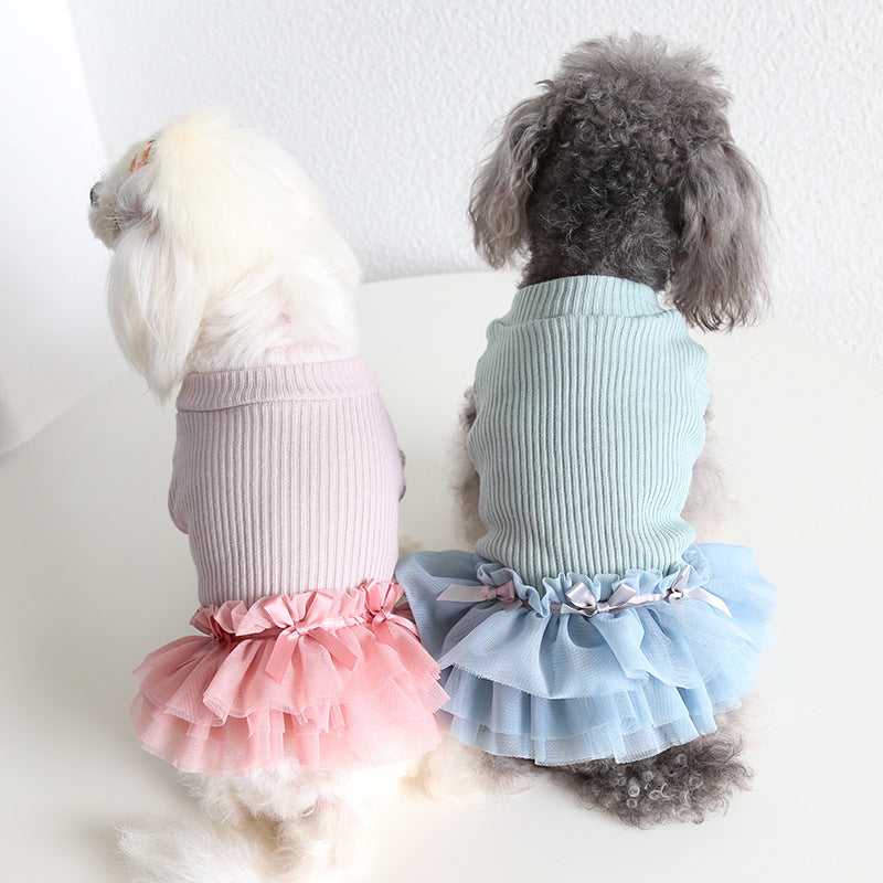 KFX-5117373 Casual Powder Blue Wool Bottoming Skirt for Pets - Comfortable and Versatile