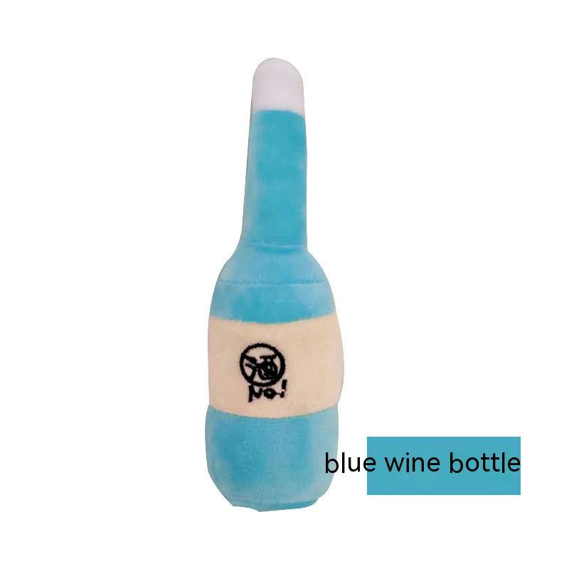 KFX-5117629 Plush Dog Toy - Blue & Green Wine Bottle 16cm